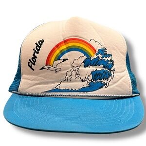 Vintage Florida Sunshine State Snapback Rope Trucker Colorful Hat 80s
